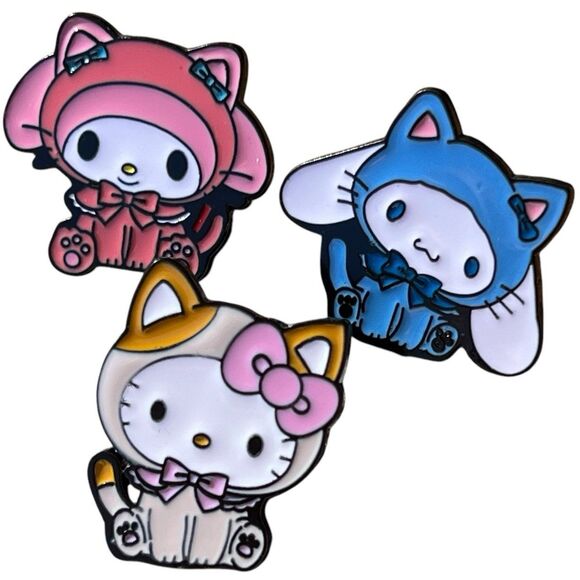 Set of 3 Sanrio Hello Kitty Cinnamoroll My Melody Kitty Costume Enamel Pins - Picture 4 of 7